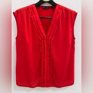 New York & Company Red Sleeveless Blouse